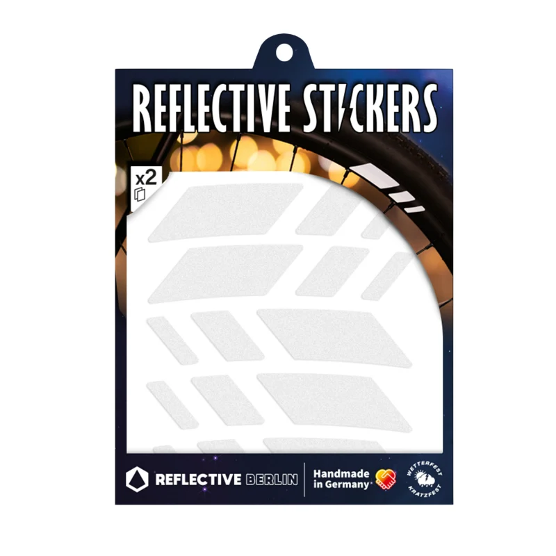 Autocollant-Sticker Reflechissant Pour Roue De Vélo Hauteur 20 mm Modele Racer Blanc (Planche) -Reflective Berlin-