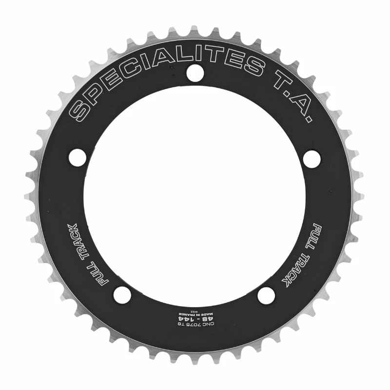 Plateau Piste 5 branches Ø 144 Ta Full Track 48 dents Noir Alu 7075 Pour Chaîne 3.17 mm (1"1-8)