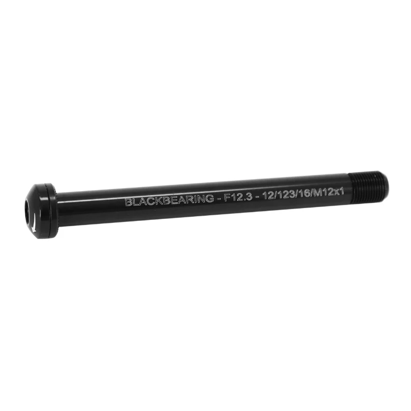 Axe Traversant - Blocage Roue Avant Blackbearing Filetage M12 X 1.0 mm 12 X 100 Noir (123 mm Hors Butee Dont Filetage 16 mm)