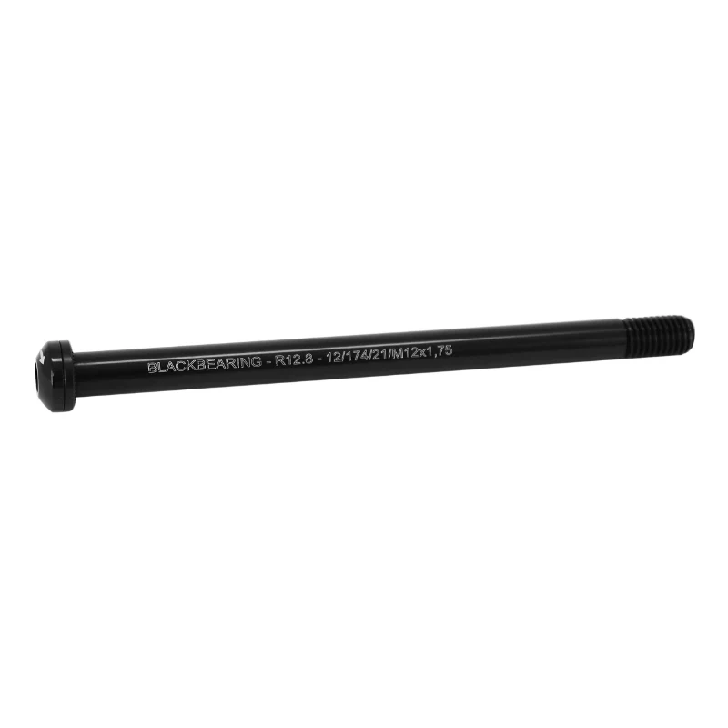 Axe Traversant - Blocage Roue Arrière Blackbearing Filetage M12 X 1.75 mm Noir (174 mm Hors Butee Dont Filetage 21 mm)