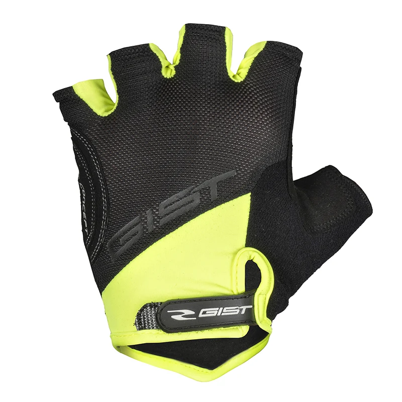 Gants Vélo Court Gist D-Grip Gel Été Jaune Fluo XL (Paire Sur Carte) Avec Velcro