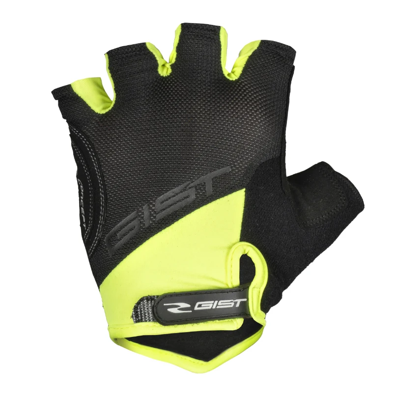 Gants Vélo Court Gist D-Grip Gel Été Jaune Fluo S (Paire Sur Carte) Avec Velcro