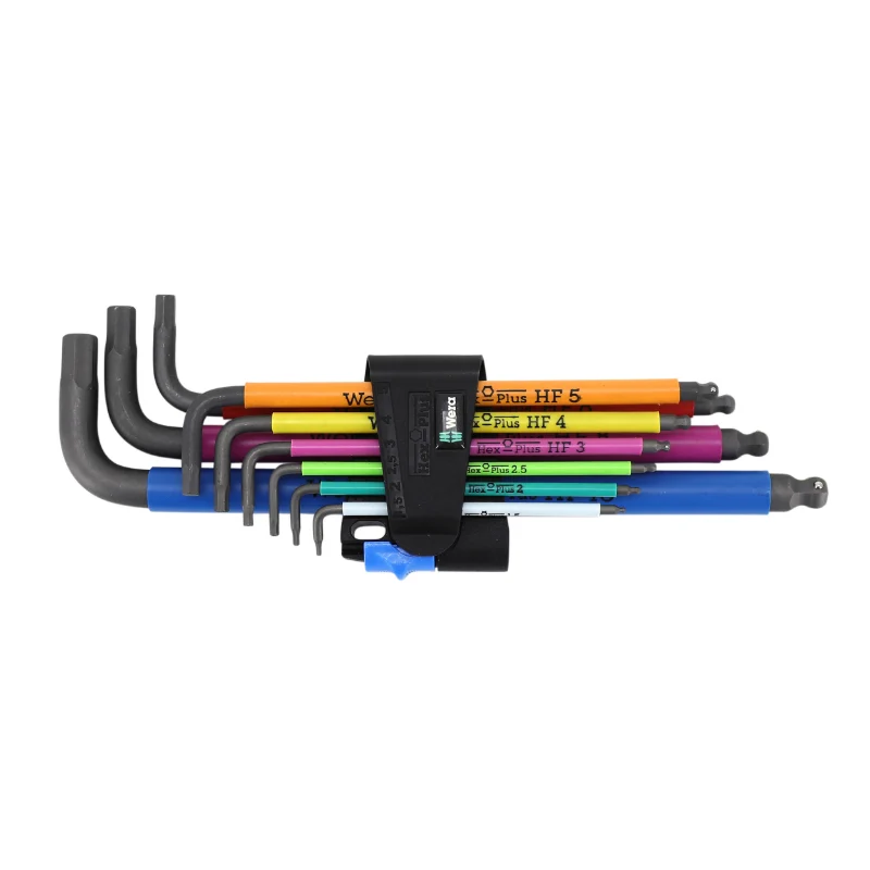 Clé Males Coudees 6 Pans-Allen Wera 950 Hf Hex Plus Blacklaser Metrique (Avec Fonction Retenue) (Set 9 Pieces) -Marque Allemande Pour Les Ateliers-