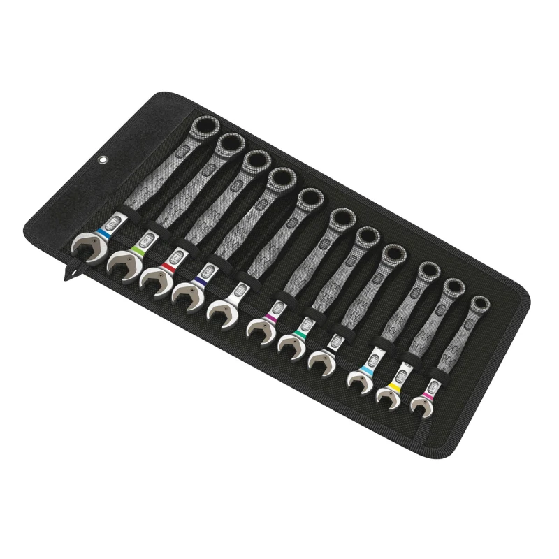 Clé Mixte-Plate A Cliquet Wera 6000 Joker Diam 8 A 19 mm (Avec Fonction Retenue) Chrome Moly (Set 11 Pieces) -Marque Allemande Pour Les Ateliers-