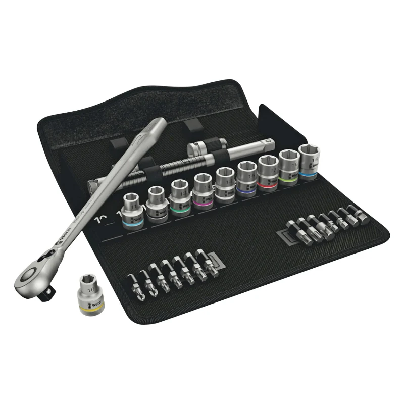 Cliquet Wera 8100 Zyklop Métal 1-2 Metrique Avec Douilles Et Embouts Chrome Moly (Set 28 Pieces) -Marque Allemande Pour Les Ateliers-