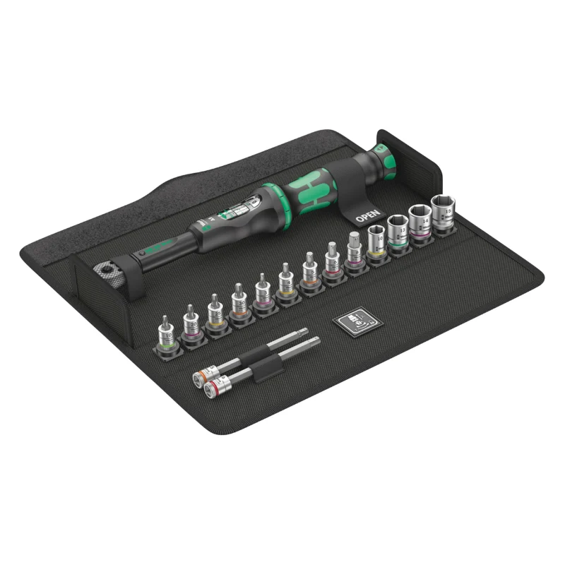 Clé Dynamometrique Wera Bicycle Torque A5 Carré 1-4 Serrage De 2,5 A 25 Nm Avec Douilles Et Embouts (Debrayable) Noir-Vert (Set 16 Pieces) -Marque Allemande Pour Les Ateliers-