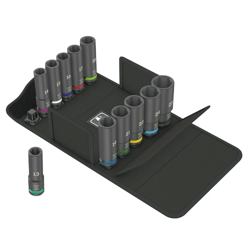 Douille Pour Clé A Choc Wera 8790 Impaktor Deep 1-2 Chrome Moly Noir Mat (Longueur 83 mm) (Set 11 Pieces) -Marque Allemande Pour Les Ateliers-