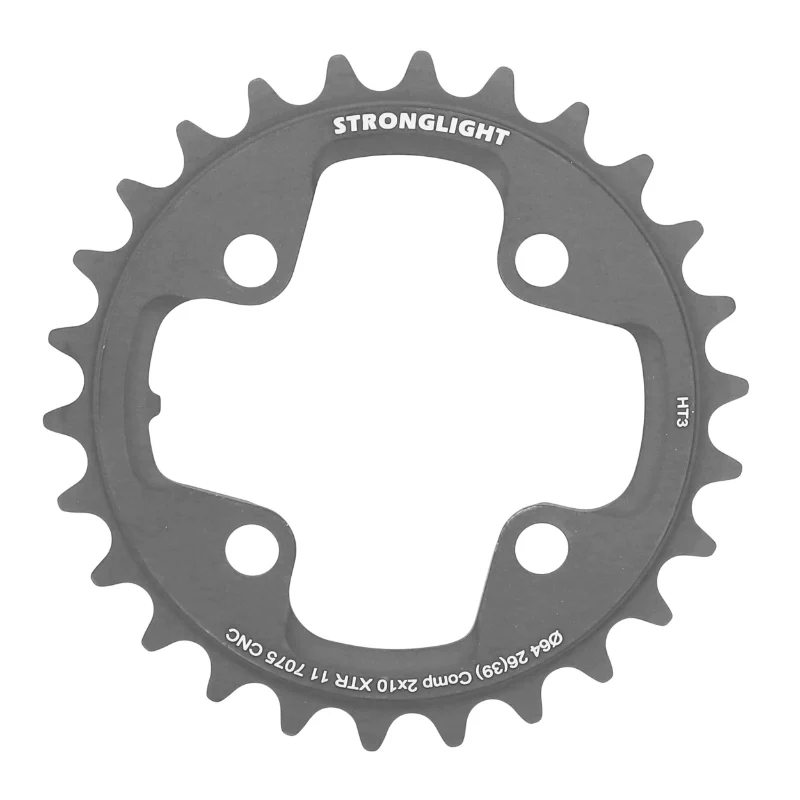 Plateau VTT 4 branches Ø 64 Pour Shimano Xtr M980 Stronglight Ht3 Double 26 dents Intérieur Noir (Pour Extérieur 39 dents) Non Filete 10V.