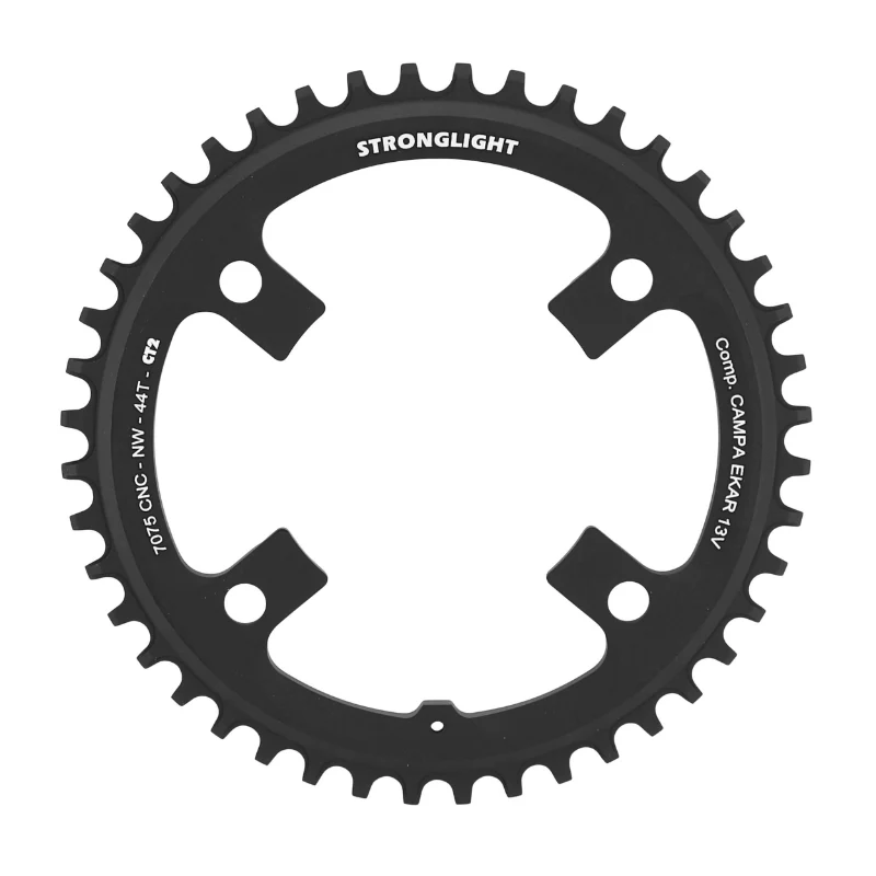 Plateau Gravel 4 branches Ø 123 Pour Campagnolo Ekar Stronglight Ct2 44 dents Mono Noir 13V. Narrow Wide