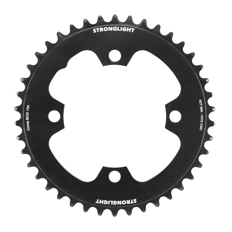 Plateau VAE-E-Bike 4 branches Ø 104 Pour Bosch Stronglight -4- 42 dents Mono Noir Alu 7075 (Pour Systeme 4Ème Generation) Compatible Avec Spider Ref 181118 Narrow Wide
