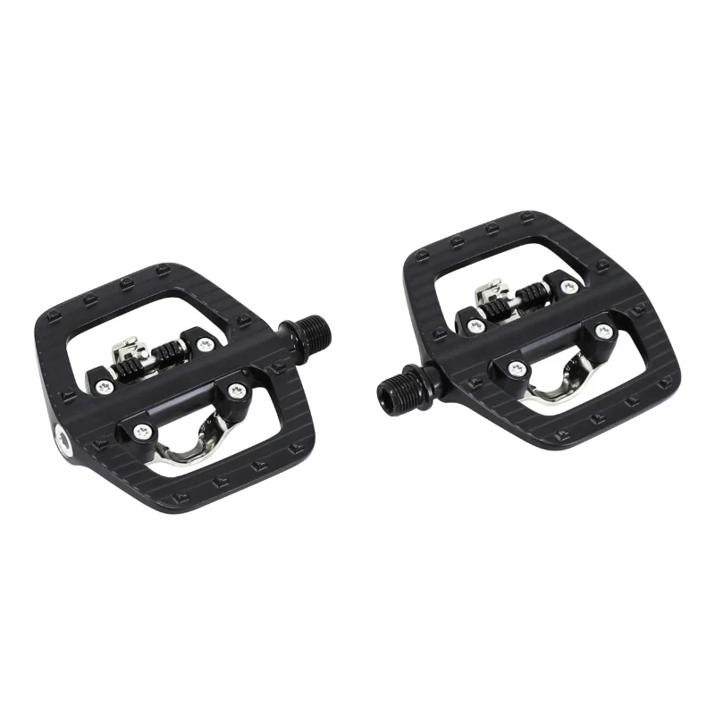 Pédale VTT Automatique Polyvalente Newton R63 Avec 1 Face Shimano-SPD A Roulement Noir Alu D9-16 Avec Cales (Paire) Type Shimano Pd-Eh500