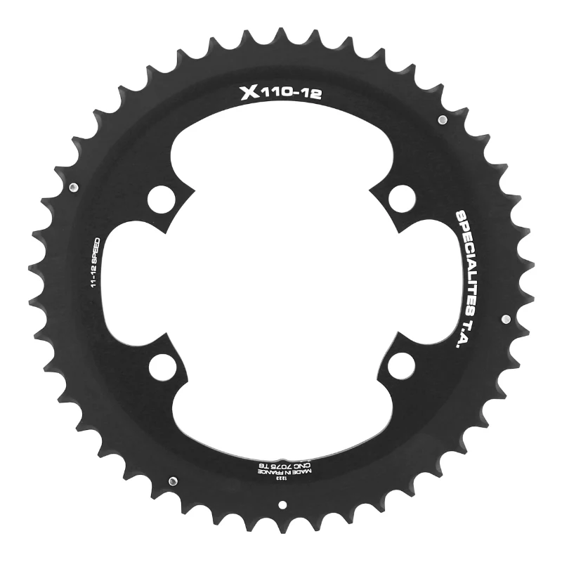 Plateau Route 4 branches Ø 110 Pour Shimano Ultegra R8100-8170 Dura-Ace R9200-9270 105 R7100 Ta X110 52 dents Extérieur Noir 12V. (Penser A Commander Le Kit Intravis Correspondant)