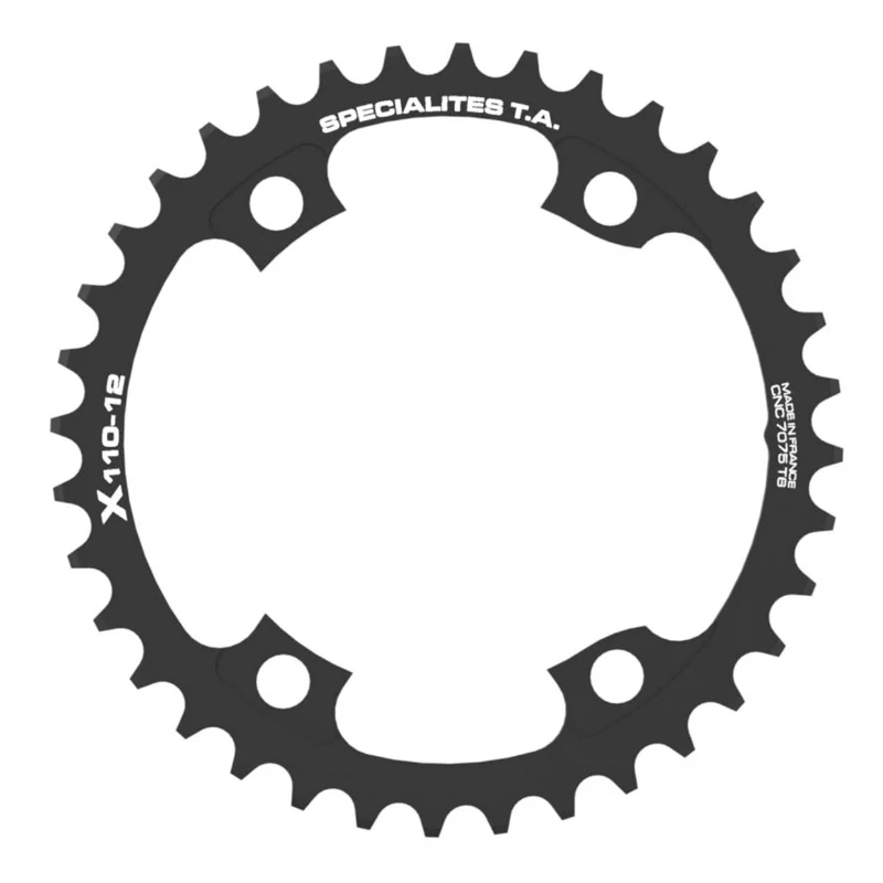 Plateau Route 4 branches Ø 110 Pour Shimano Ultegra R8100-8170 Dura-Ace R9200-9270 105 R7100 Ta X110 39 dents Intérieur Noir 12V. (Penser A Commander Le Kit Intravis Correspondant)