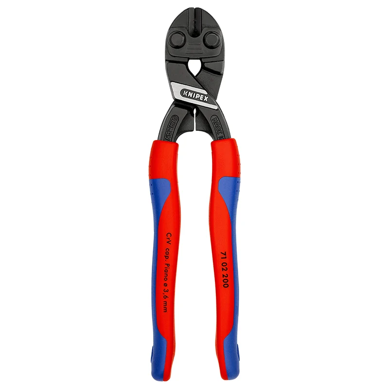 Pince Coupe Boulon Pro Knipex Compact Cobolt 200 mm Noir Antirouille Pour Épaisseur Materiau De 3,6 A 6,0 mm Avec Poignée Ergonomique (71 02 200) -Made In Germany-