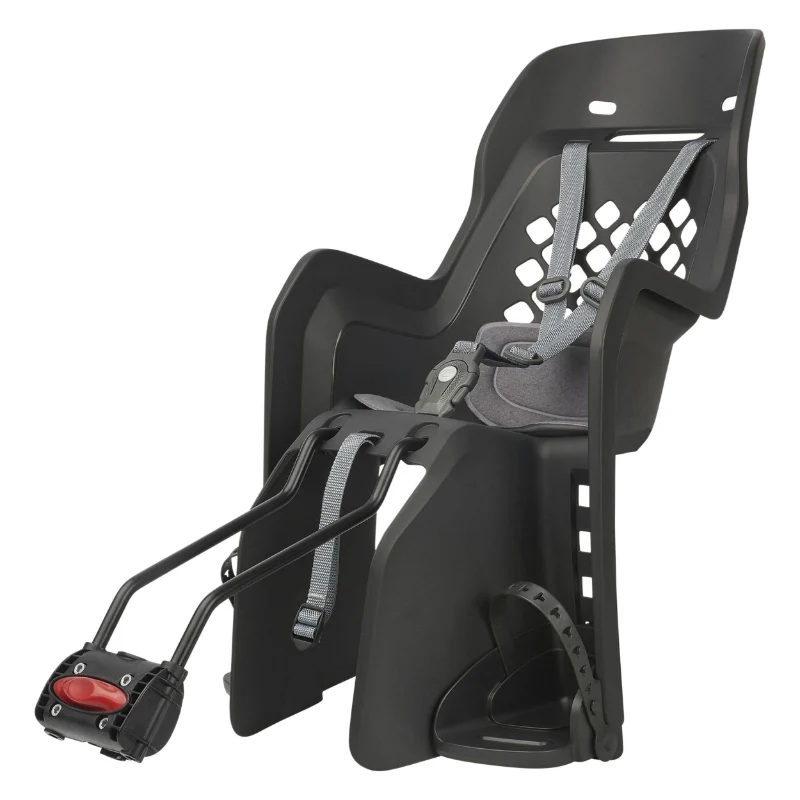 Porte Bebe-Siege Enfant Arrière Polisport A Fixer Sur Cadre Joy Noir Coussin Gris (9 A 22Kgs) Compatible 29" Homologué En 14344