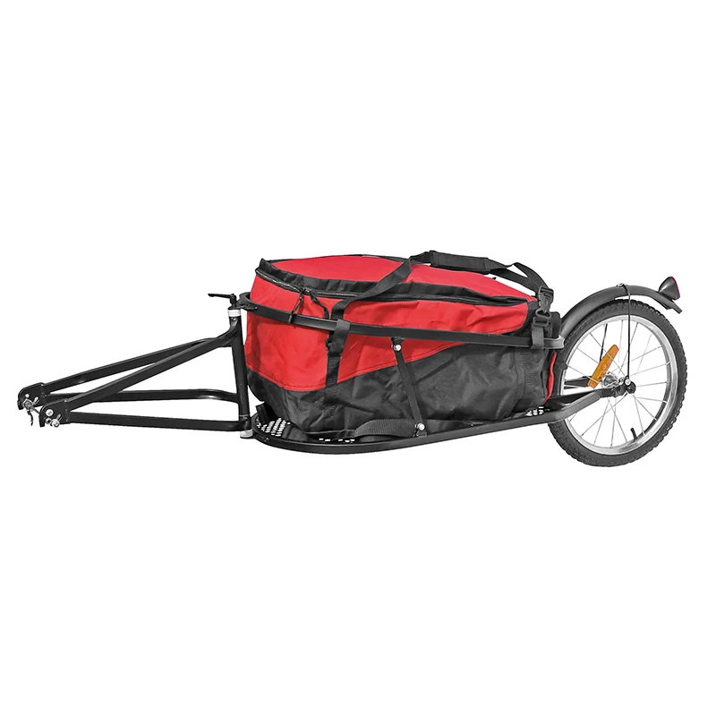 Remorque Vélo A Bagage Maxi 27 Kg (Dimension Chargement L60Xl35Xh28) Avec Roue 16'' Fixation Blocage Rapide Roue AR (50 Litres) Structure Acier - Poids Total 7.6 Kg