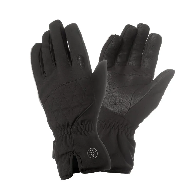 Gants Vélo City Long Tucano Lux Lady Noir Taille M Avec Éclairage LED Usb Intégré (Paire Sur Carte)