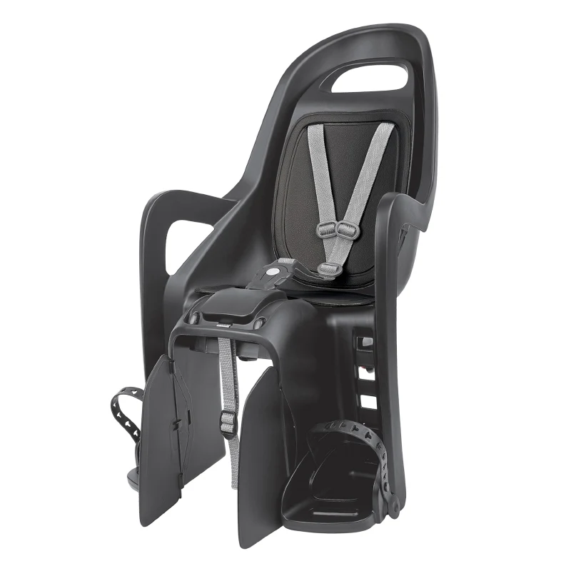 Porte Bebe-Siege Enfant Arrière Polisport A Fixer Sur Porte Bagage Fixation Etau Groovy Noir Coussin Gris (9 A 22Kgs) Homologué En 14344
