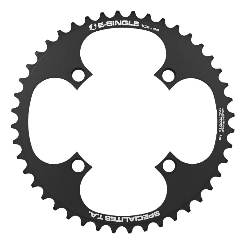 Plateau VAE-E-Bike 4 branches Ø 104 Pour Bosch - Brose - Yamaha - Giant - Shimano E-Steps Ta E-Single 44 dents Mono Noir Alu 7075