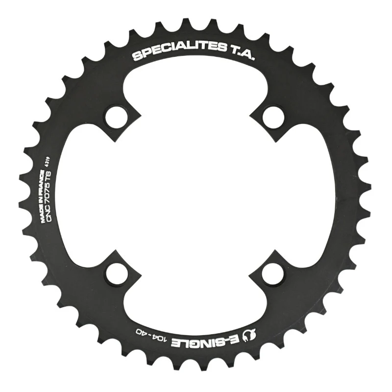 Plateau VAE-E-Bike 4 branches Ø 104 Pour Bosch - Brose - Yamaha - Giant - Shimano E-Steps Ta E-Single 40 dents Mono Noir Alu 7075