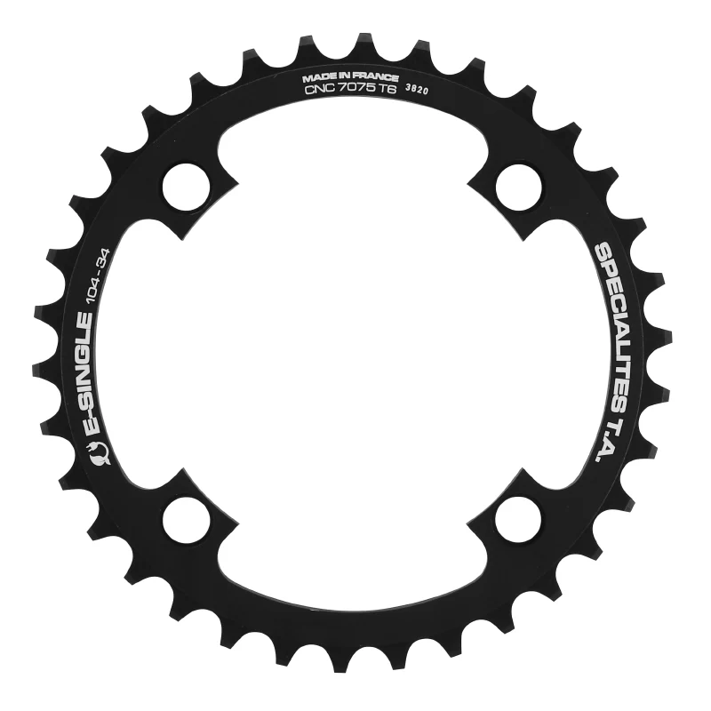 Plateau VAE-E-Bike 4 branches Ø 104 Pour Bosch - Brose - Yamaha - Giant - Shimano E-Steps Ta E-Single 34 dents Mono Noir Alu 7075