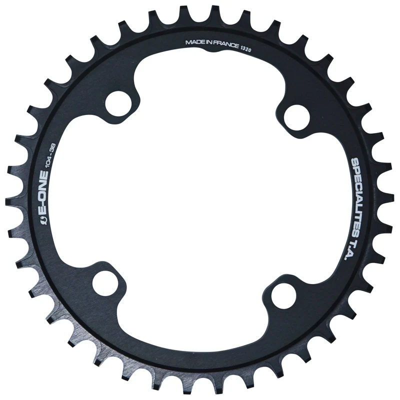 Plateau VAE-E-Bike 4 branches Ø 104 Pour Bosch - Brose - Yamaha - Giant - Shimano E-Steps Ta E-One 38 dents Mono Noir Alu 7075 Narrow Wide