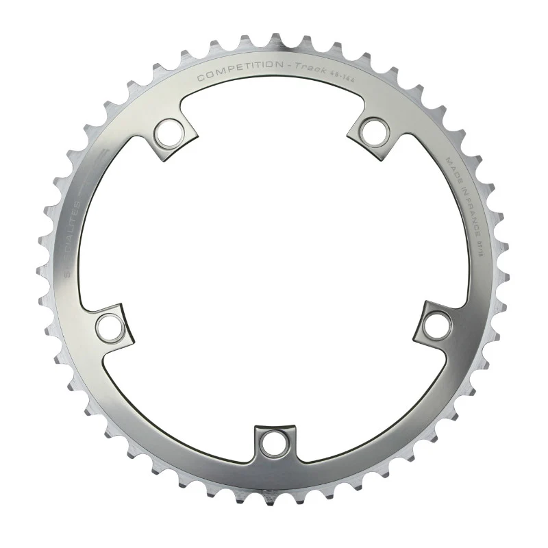 Plateau Piste 5 branches Ø 144 Ta 46 dents Argent Alu 7075 Pour Chaîne 3.17 mm (1"1-8)