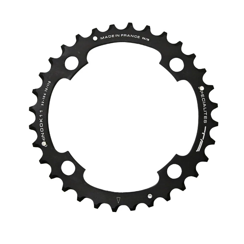 Plateau VTT 4 branches Ø 104 Ta Chinook Triple 44 dents Extérieur Noir Alu Pour Shimano - Sram - Race Face - Fsa 10-11V.