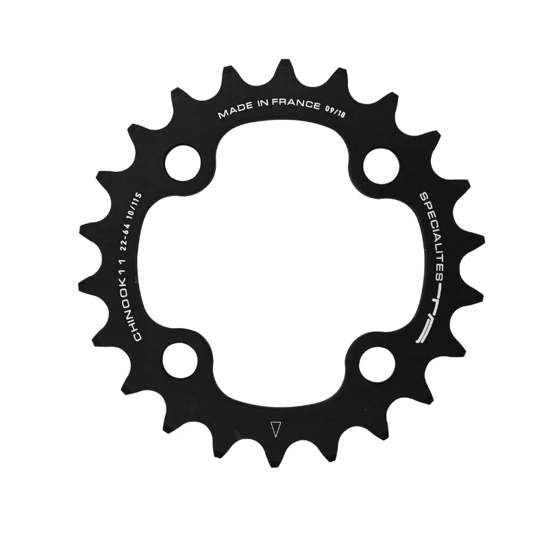 Plateau VTT 4 branches Ø 104 Ta Chinook Double-Triple 42 dents Extérieur Noir Alu Pour Shimano - Sram - Race Face - Fsa 10-11V. (Compatible Milieu En Triple Plateau)