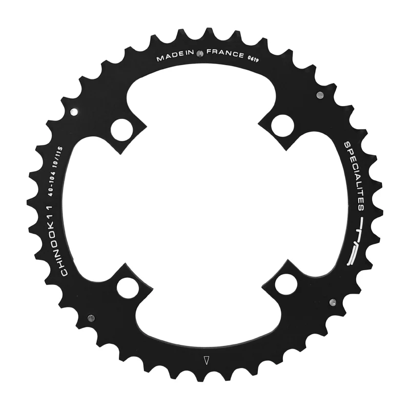 Plateau VTT 4 branches Ø 104 Ta Chinook Double-Triple 40 dents Extérieur Noir Alu Pour Shimano - Sram - Race Face - Fsa 10-11V. (Compatible Milieu En Triple Plateau)
