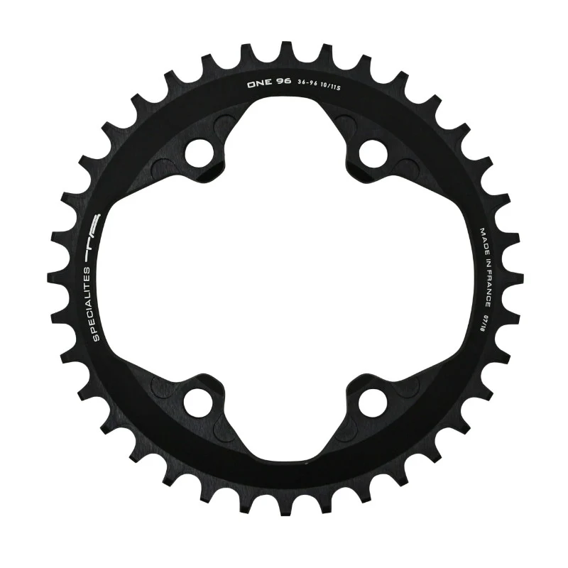 Plateau VTT 4 branches Ø 96 Pour Shimano Slx7000- Xt8000- Xtr9000 Ta One 36 dents Mono Noir Mat Alu 10-11-12V. Narrow Wide (Compatible Toute Chaîne 12V Sauf Shimano)