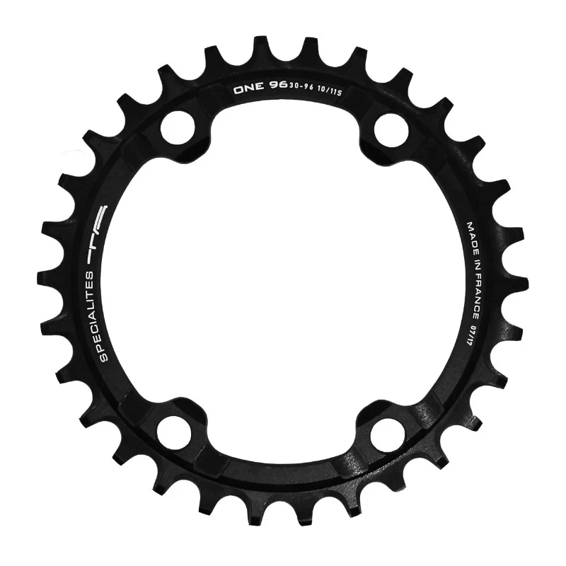 Plateau VTT 4 branches Ø 96 Pour Shimano Slx7000- Xt8000- Xtr9000 Ta One 30 dents Mono Noir Mat Alu 10-11-12V. Narrow Wide (Compatible Toute Chaîne 12V Sauf Shimano)