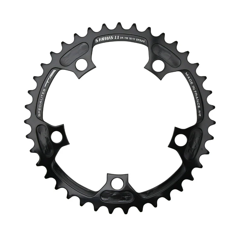 Plateau Route 5 branches Ø 110 Ta Syrius 39 dents Intérieur Noir Alu 7075 Type Shimano 10-11V.