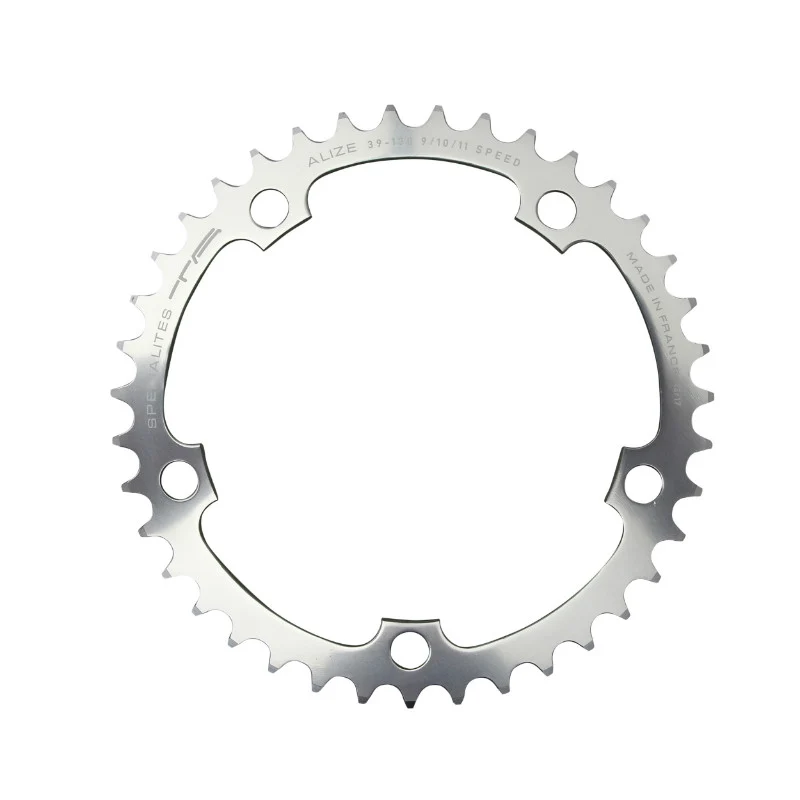 Plateau Route 5 branches Ø 130 Ta Alize 39 dents Intérieur Argent Alu 7075 Type Shimano 8-9-10V.