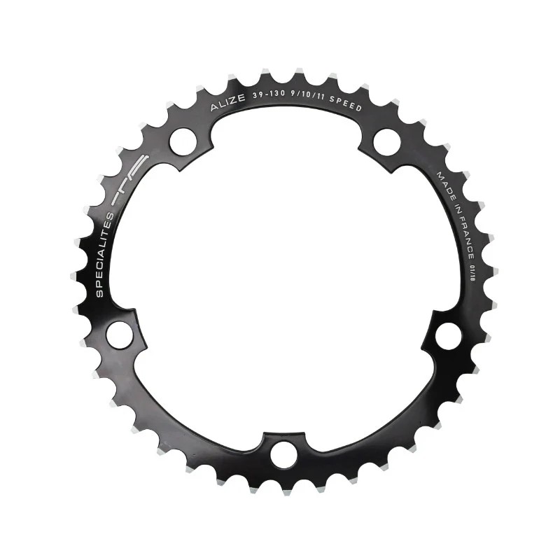 Plateau Route 5 branches Ø 130 Ta Alize 39 dents Intérieur Noir Alu 7075 Type Shimano 8-9-10V.