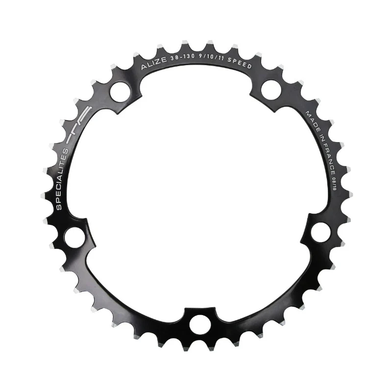 Plateau Route 5 branches Ø 130 Ta Alize 38 dents Intérieur Noir Alu 7075 Type Shimano 8-9-10V.