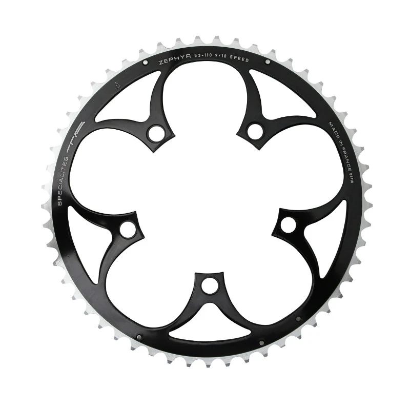 Plateau Route 5 branches Ø 110 Ta Zephyr 53 dents Extérieur Noir Alu 7075 Type Shimano 9-10V.