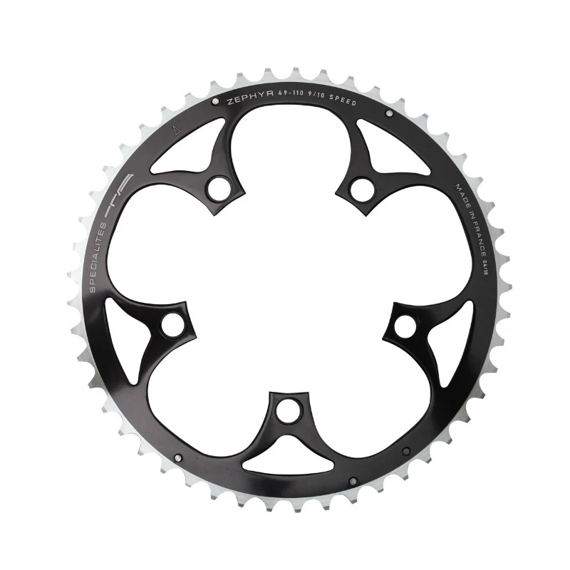 Plateau Route 5 branches Ø 110 Ta Zephyr 48 dents Extérieur Noir Alu 7075 Type Shimano 9-10V.