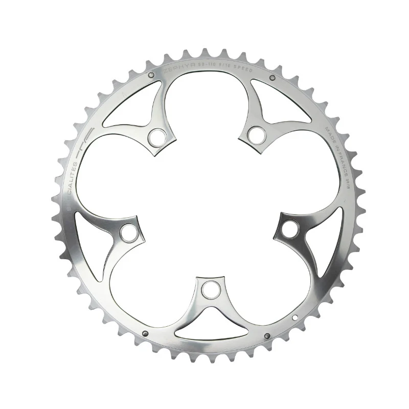 Plateau Route 5 branches Ø 110 Ta Zephyr 46 dents Extérieur Argent Alu 7075 Type Shimano 9-10V.