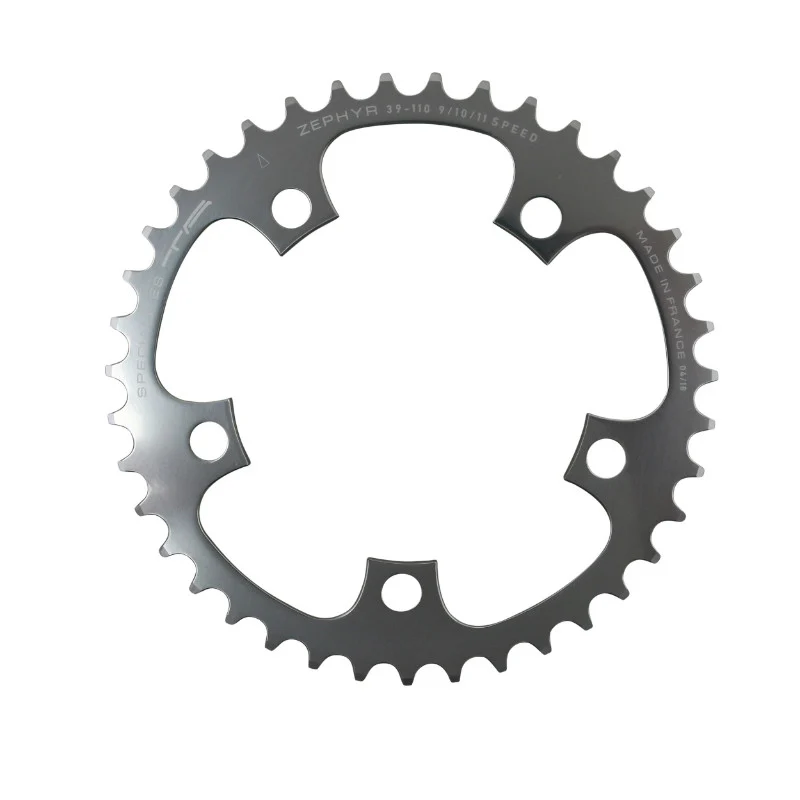Plateau Route 5 branches Ø 110 Ta Zephyr 39 dents Intérieur Argent Alu 7075 Type Shimano 9-10V.