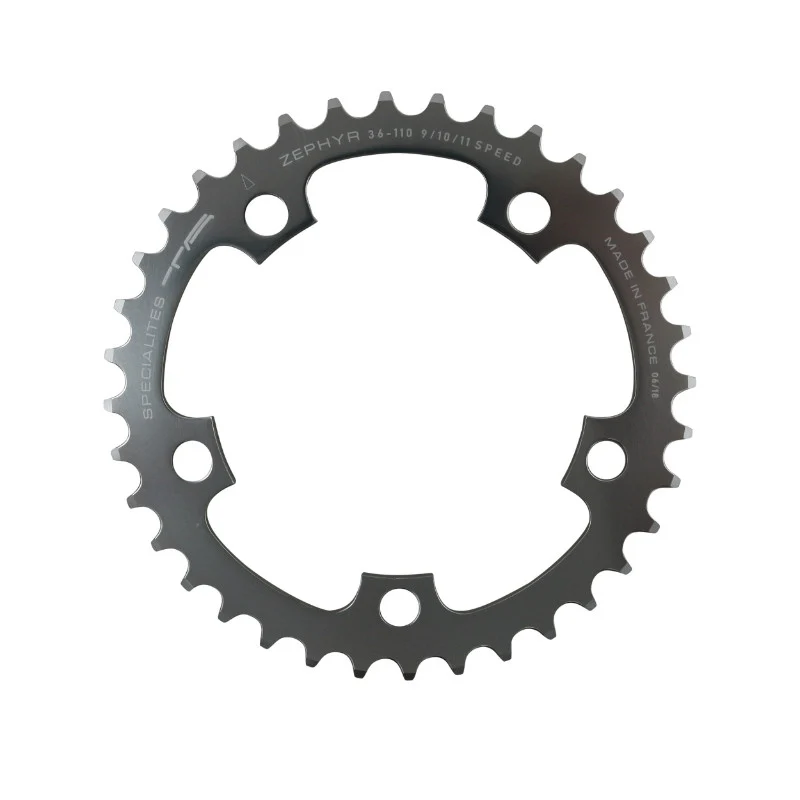Plateau Route 5 branches Ø 110 Ta Zephyr 36 dents Intérieur Argent Alu 7075 Type Shimano 9-10V.