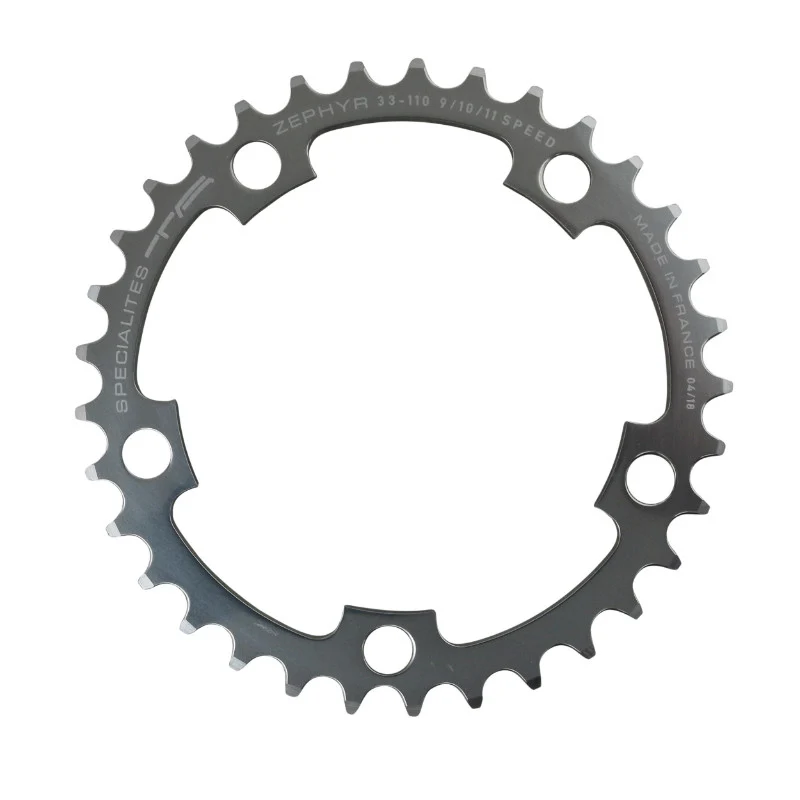 Plateau Route 5 branches Ø 110 Ta Zephyr 33 dents Intérieur Argent Alu 7075 Type Shimano 9-10V.
