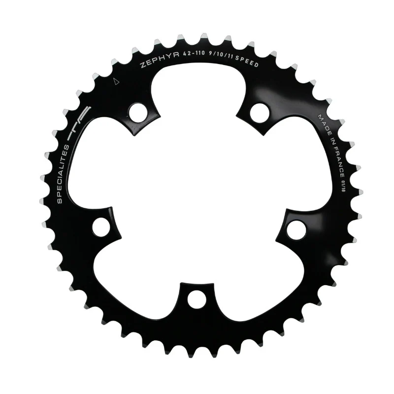 Plateau Route 5 branches Ø 110 Ta Zephyr 42 dents Intérieur Noir Alu 7075 Type Shimano 9-10V.