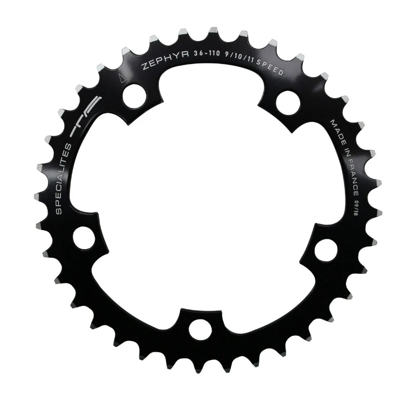 Plateau Route 5 branches Ø 110 Ta Zephyr 36 dents Intérieur Noir Alu 7075 Type Shimano 9-10V.