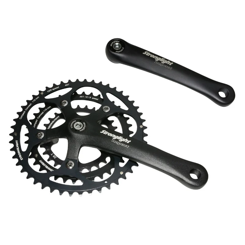 Pédalier Route Stronglight 9-10V. Impact Noir 172.5 mm 48-38-28 Compatible 8V. (Axe Carré 115 mm)