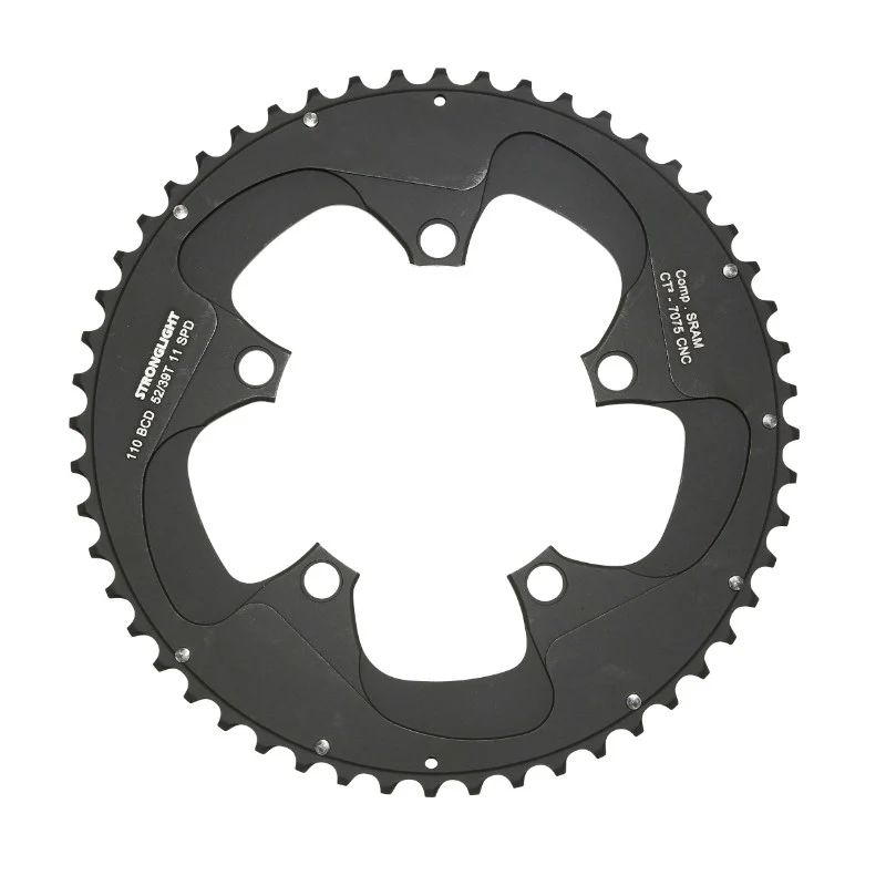 Plateau Route 5 branches Ø 110 Stronglight Ct2 Sram 52 dents Extérieur Noir Pour Red-Force-Rival 11V. (Pour Intérieur 39 dents)