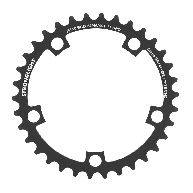 Plateau Route 5 branches Ø 110 Stronglight Ct2 Sram 34 dents Intérieur Noir Pour Red-Force-Rival 11V. (Pour Extérieur 46-48-49 dents)
