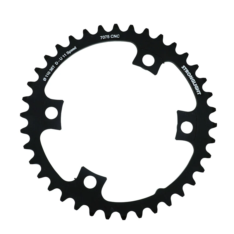 Plateau Route 4 branches Ø 110 Pour Shimano Ultegra 6800 Stronglight 38 dents Intérieur Compatible Dura-Ace 9000 Noir Alu 7075 11V.