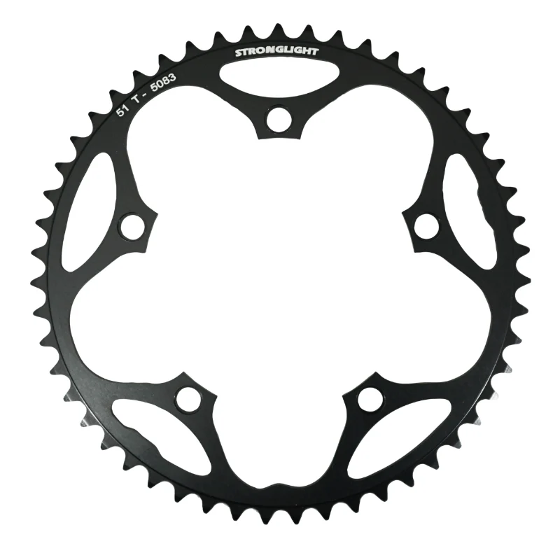 Plateau Route 5 branches Ø 130 Stronglight Dural 51 dents Noir Type Shimano 8-9V.