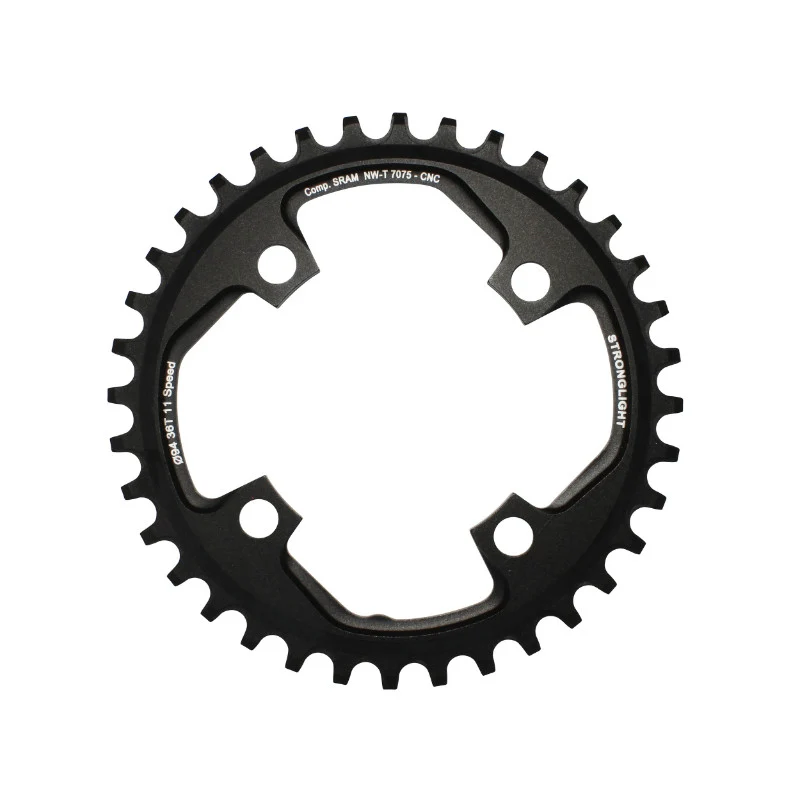 Plateau VTT 4 branches Ø 94 Pour Sram X01 Stronglight 36 dents Mono Noir Alu 7075 11V. Narrow Wide - Épaisseur 5 mm